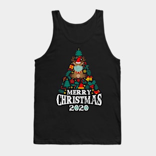 Funny Quarantine Christmas 2020 Tree Deer Mask Costume Tank Top